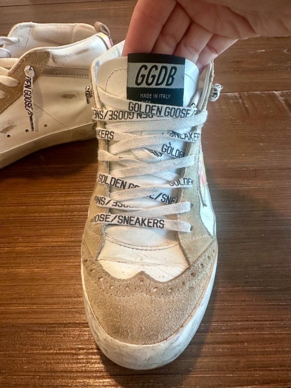 Golden Goose Francy High Top Sneakers White Leather Tan Suede Size 36/6 - Picture 14 of 16
